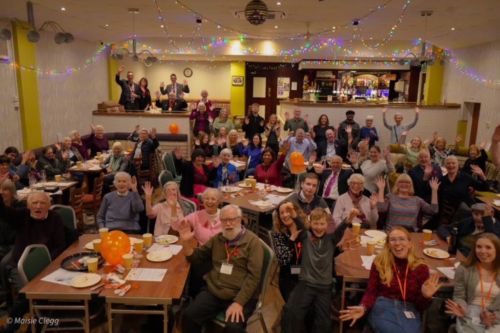 Large gathering and celebration.